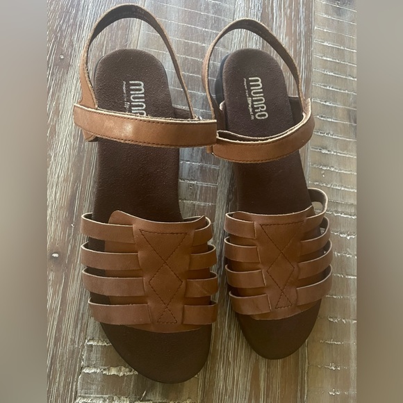 Munro Womens Haven Brown Leather Ankle Strap Sandals Size 9.5 - Picture 1 of 5